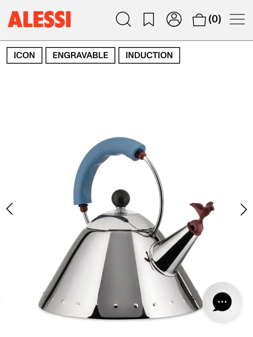 Alesia Blue-Handled Stainless Steel Whistling Tea Kettle